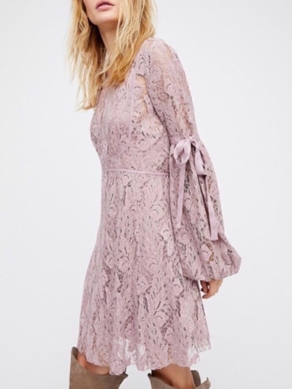 Free People Ruby Lace Mini Dress in the shade mauve/lavender